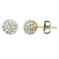 10kt 6.8mm Ball Clear Crystal Earrings With Stainless Steel Earring Backs